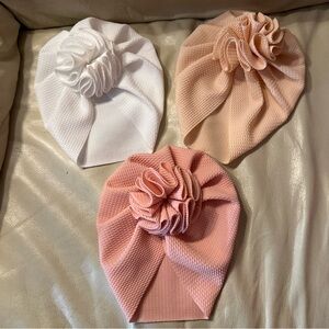 Baby Girl Beanie with Soft Flower Knot Bonnet Turban Hat | 3-pack